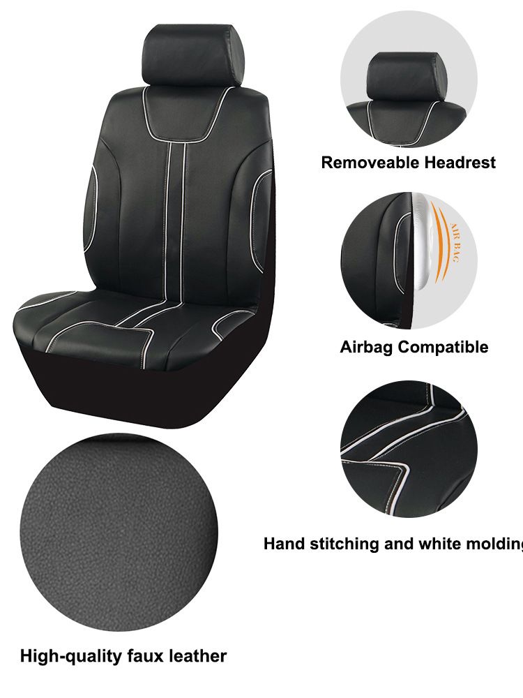 The new car seat cover classic black PVC inlay line design sense personality simple atmosphere_voghion.com