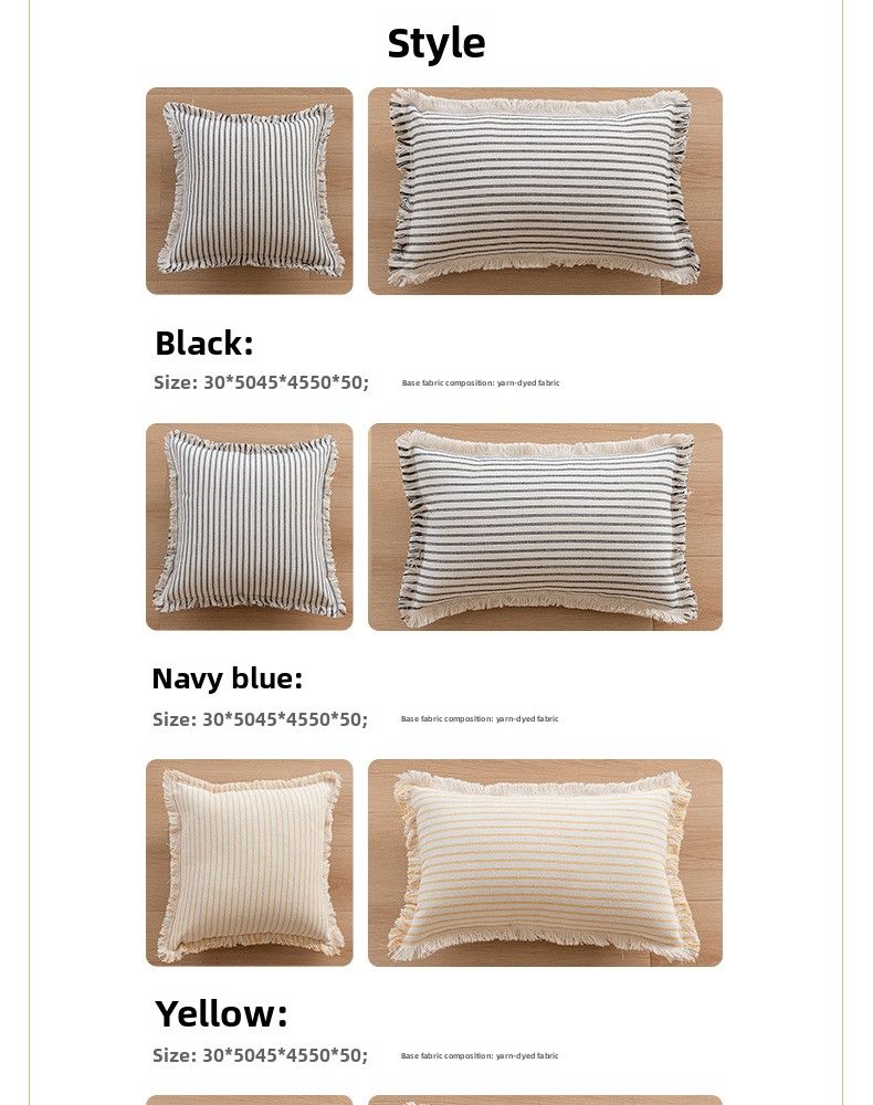 Fodera per cuscino con nappe a righe in stile nordico, semplice, per divano, casa e ufficio_voghion.com