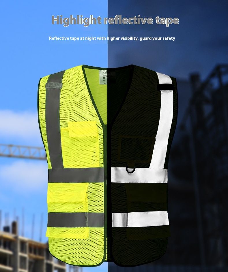 Multi Pocket w magazynie, kamizelka bezpieczeństwa do budowy dróg, kamizelka ostrzegawcza High Brighess do magazynów lotniskowych_voghion.com