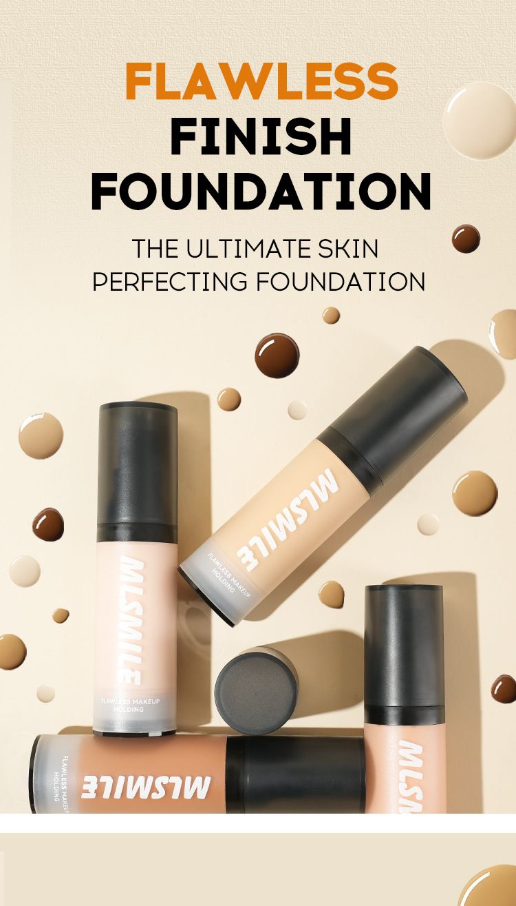 Podkład w płynie MLSMILE Concealer Liquid Foundation Matte Light And Thin, który poprawia wygląd twarzy, rozjaśnia i stanowi bazę dla 8 kolorów podkładu w kremie Nude Makeup_voghion.com