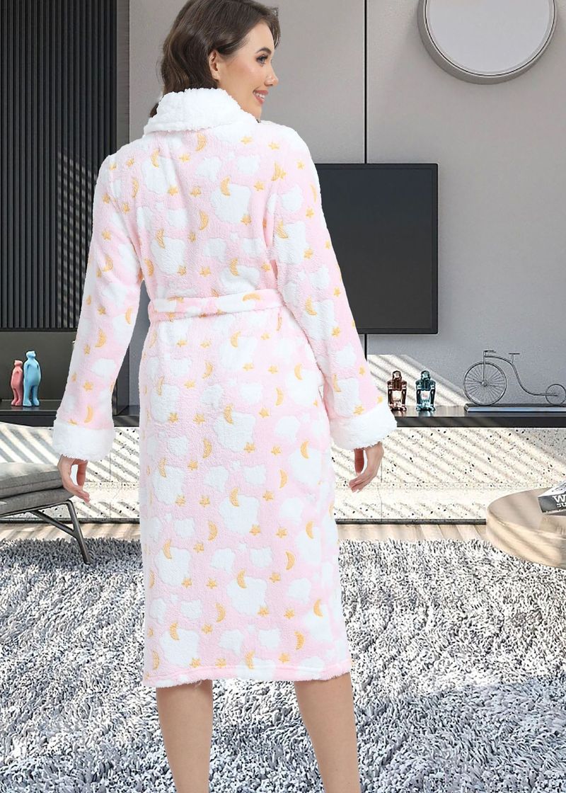 Underwear & Sleepwears Long Style Nightgown Loungewear Flannel Robe Long Sleeve Bathrobe Sleepwear Loungewear Soft Cozy Nightgown With Pockets_voghion.com