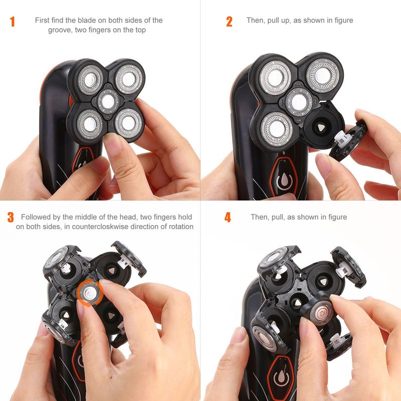 4D Electric Shavers Razor IPX7 Waterproof Wet & Dry 5 Floating Head Rotary Shavers Rechargeable Beard Trimmer Shaving Razor For Men_voghion.com