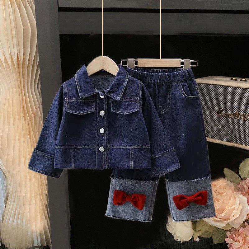 Mädchen Denim Anzug Herbst Neue Kinder T-Shirt Weste Weite Beinhose Dreiteiliger Anzug Weibliches Baby Koreanische Herbstkleidung_voghion.com