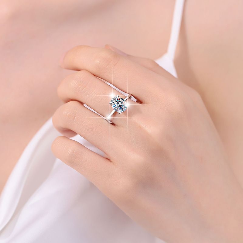 Anello ovale in moissanite da donna, a quattro griffe, semplice, placcato in oro, in argento sterling S925, a forma di uovo_voghion.com