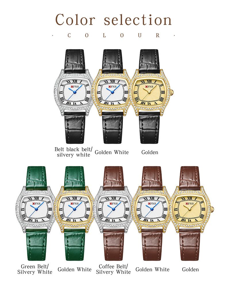 Elegante quadratische Damenuhr mit römischen Ziffern und Strasssteinen, wasserdicht, modische Armbanduhr für Damen, römische Skala_voghion.com