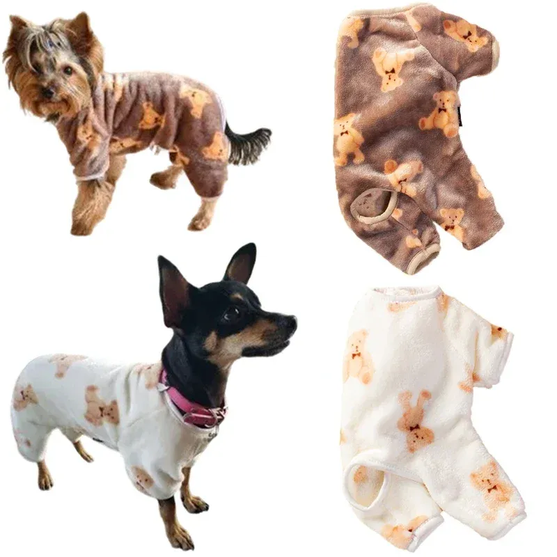 Fleece Bear Jumpsuit For Dogs And Cats By PawParty Store_voghion.com