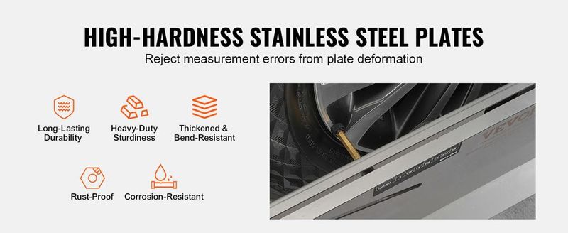 VEVOR Wheel Alignment Tool, 2-Pack Toe Plates, Camber/Caster/Toe Gauge 0.1° Accuracy, Stainless Steel Tool Plate, Magnetic Slots And 6 Alignment Rods, Includes 2 Measuring Tapes & Conversion Chart_voghion.com