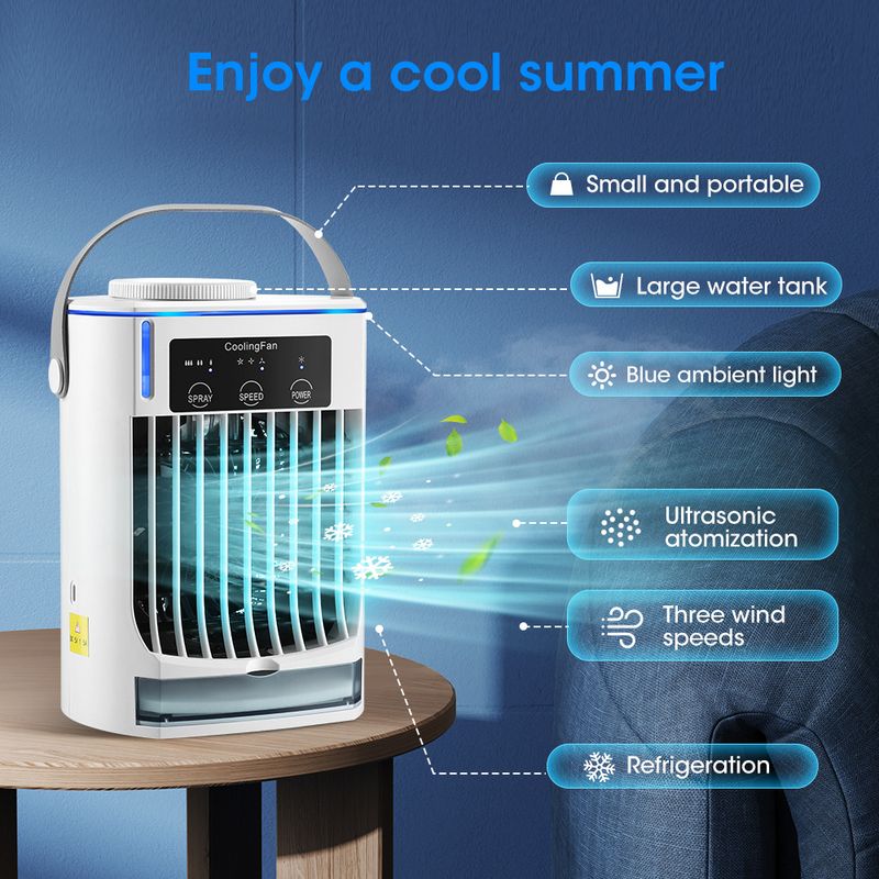 Explosives Desktop Cooler Office Mute Humidification Spray Electric USB Mini Air Conditioner Fan_voghion.com
