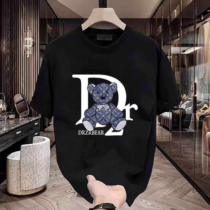 Maglietta a maniche corte da uomo in cotone stampato, nuova estate 2025, tendenza casual, scollo rotondo_voghion.com