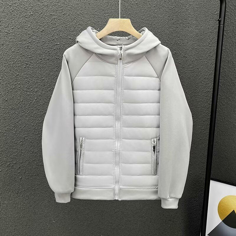 Men's Clothing Men's Autumn And Winter Cotton Casual Hooded Lining Full Edge Light Sweater Couple Jacket Casual Top Solid Color Stitching_voghion.com