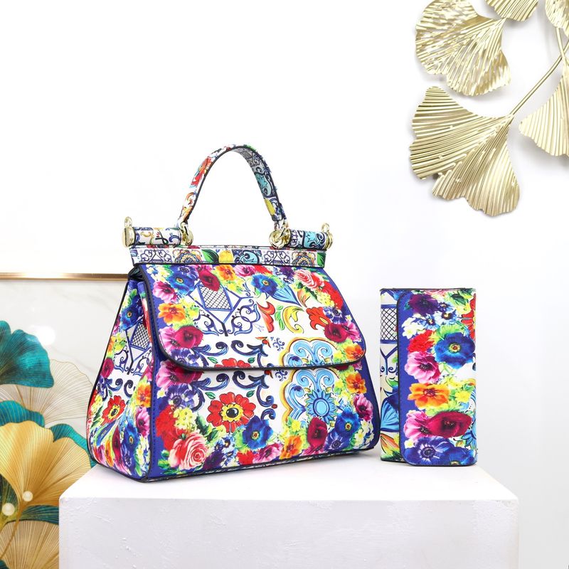 Elegante bolso tote de PU estampado para mujer: moderno bolso con estampado floral y animal, amplio interior, correa desmontable y múltiples bolsillos._voghion.com