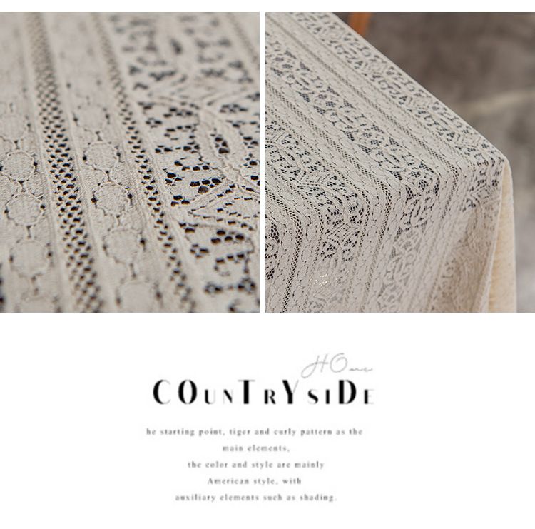 Holle witte kanten tafelkleed, katoenen en linnen stoffen decoratie achtergrond tafelkleed salontafel kwastje hoes handdoek_voghion.com