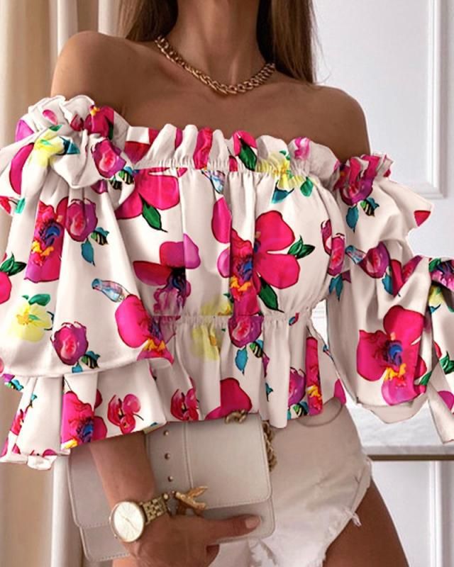 Tek Çizgi Boyun Seksi Moda Uzun Kollu Bel Gömlek_voghion.com