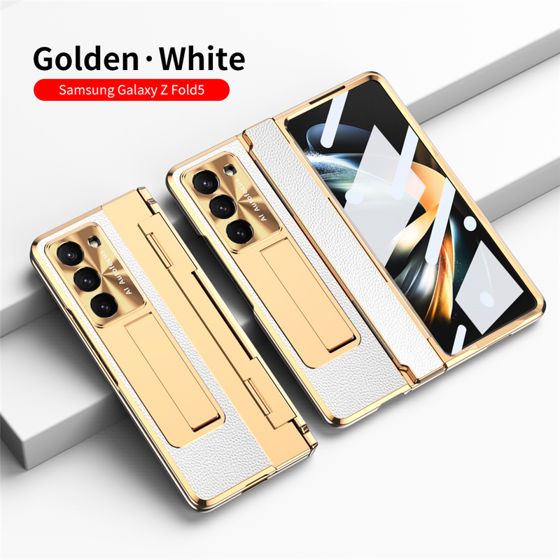 Hinge Leather Phone Cae For Samung Galaxy Z Fold 5 5G Cover With S Pen Camera Screen Protection Shockproof Coque_voghion.com