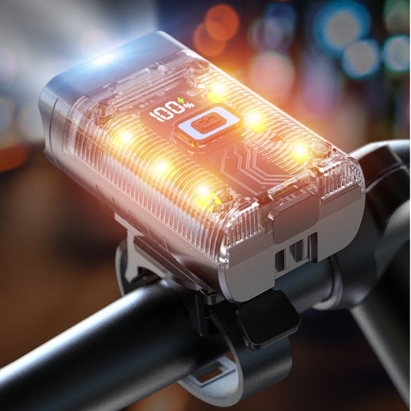 New High Brightness Dual Head Bicycle Outdoor Mountain Bike Front USB Rechargeable Transparent Cycling Gear Night Riding_voghion.com