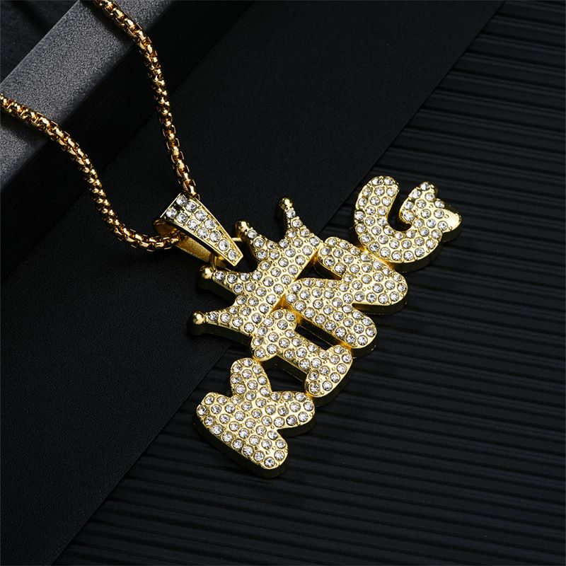 Collier pendentif lettre créative en diamant de personnalité de la mode hip hop tendance Joker net rouge_voghion.com