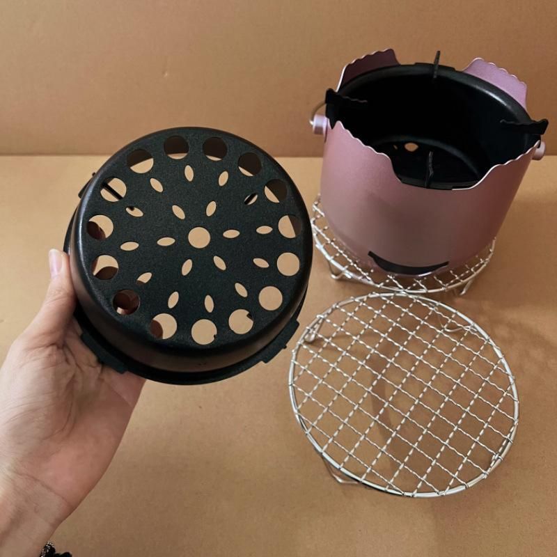 Mini barbecue portatile in carbonio per uso domestico, con cornice in acciaio inossidabile, per preparare il tè, alcol d'oliva, stile coreano._voghion.com
