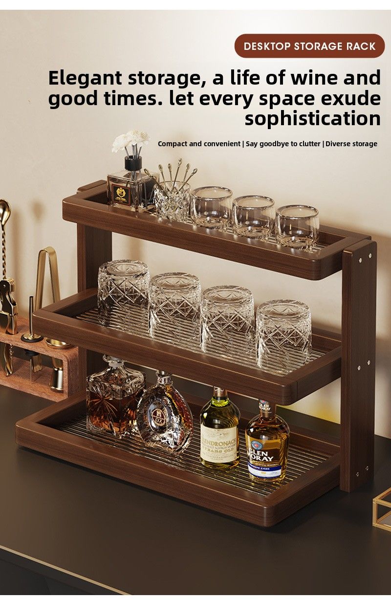 Home Multi-layer Desktop Simple Wine Glass Coffee Cup Table Tea Set Organizer Storage Rack_voghion.com