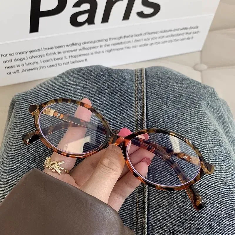 Fashion Korea Retro Oval Frame for Women Lovely Ins No Makeup Plain Y2K Eyewear Cute Decorative Computer Glasses_voghion.com