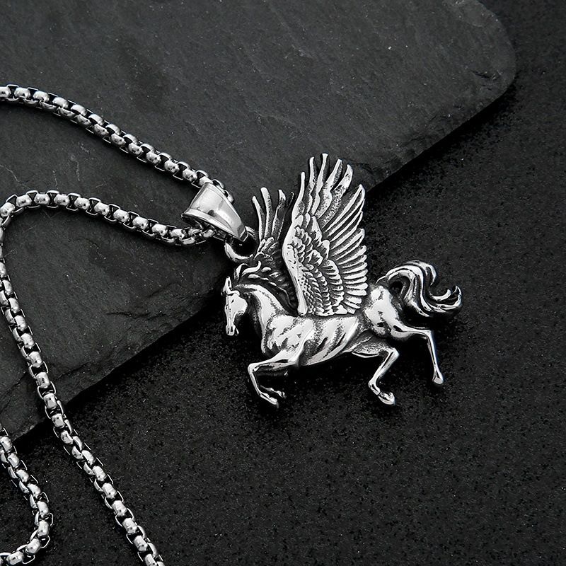 Coole mannen jongens vliegend paard pegasus hanger ketting roestvrij staal mannen punk retro vintage cool vaderdag vader cadeau_voghion.com