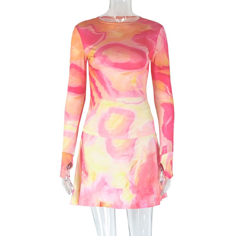 Gonna corta con collo alto, stile sexy, leggermente trasparente, alla moda, set due pezzi casual e comodo da donna_voghion.com