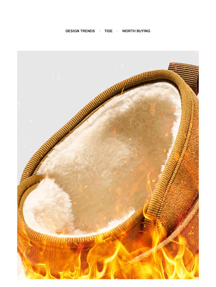 Herren Winterschneeschuhe mit Fleecefutter, verdickte und warme Daunenbaumwollschuhe, integriertes Schaffell, rutschfest,_voghion.com