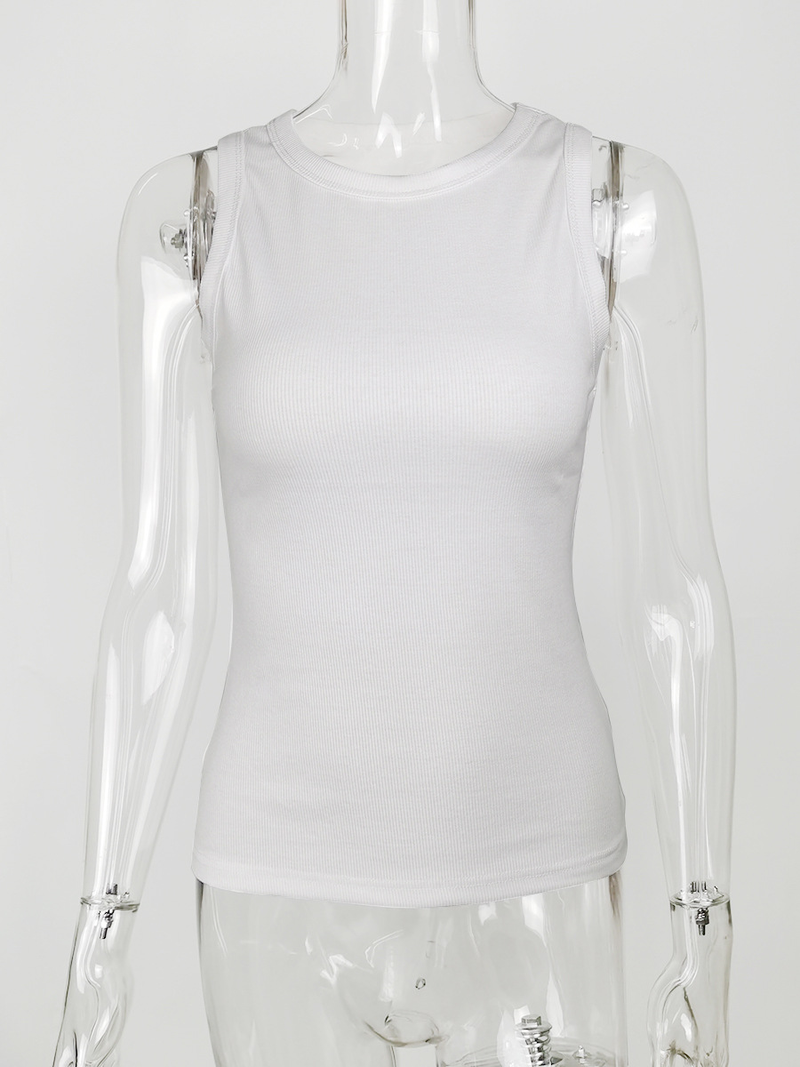 Damski top z dzianiny z dołem i okrągłym dekoltem, jednolity kolor, z dzianiny z dołem i górą_voghion.com