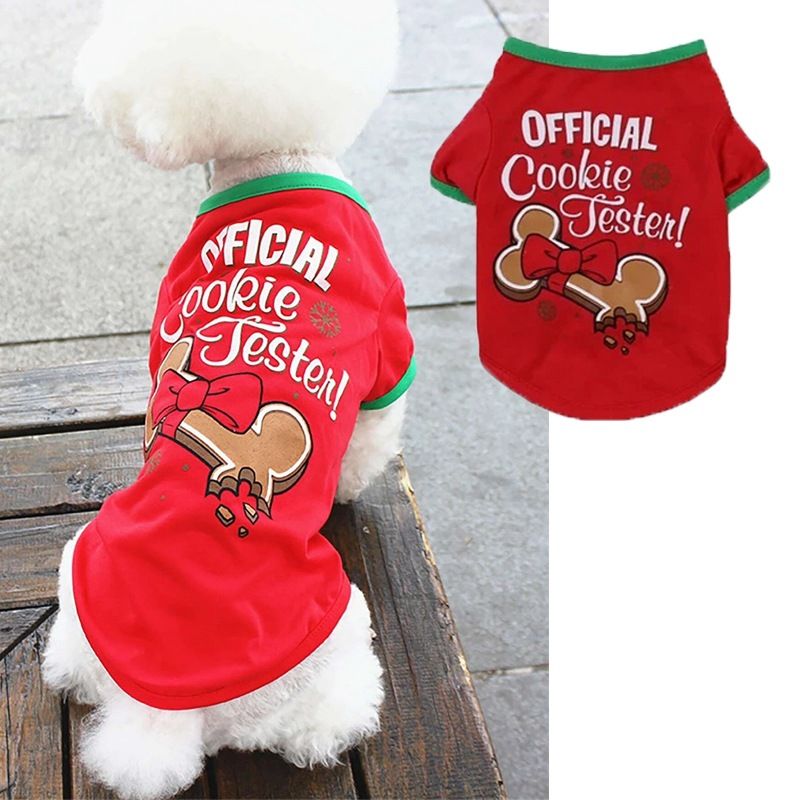 Ubranka dla psa na Boże Narodzenie Święty Mikołaj Czerwony Zielony cienki oddychający T-shirt dla zwierząt Teddy mały szczeniak Sznaucer ubranka dla psa_voghion.com
