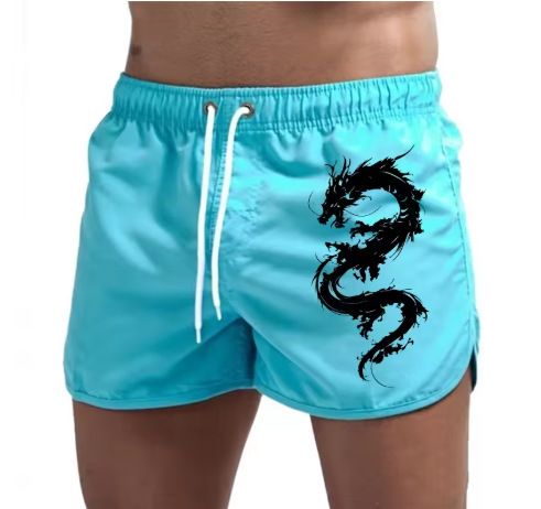 Men's Quick-Dry Polyester Beach Shorts With Dragon Print - Lightweight, Breathable Stylish For Summer Sports & Casual Wear (Multiple Colors & )_voghion.com