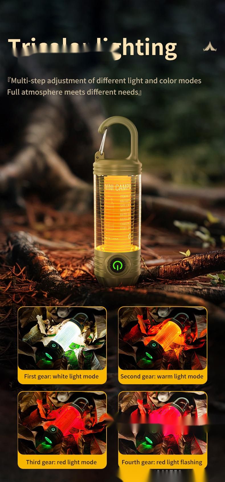 New Outdoor Lantern Multi-Source Portable Keychain Hook Mini Flashlight Atmosphere Camping Light_voghion.com
