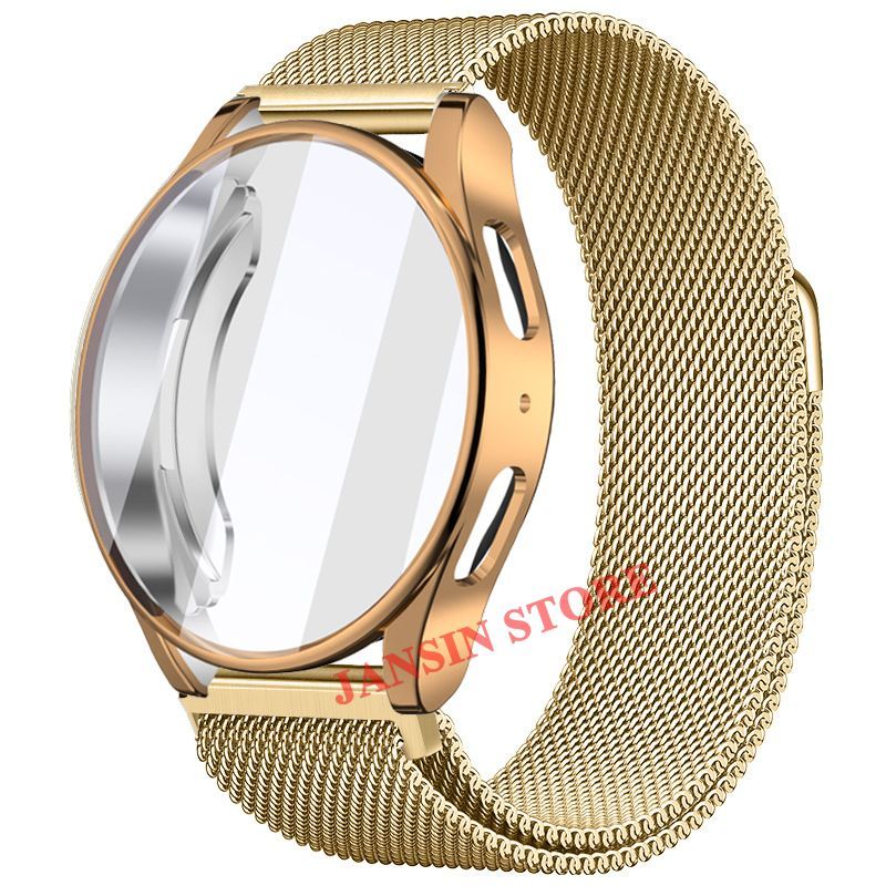 PC Glazen Behuizing + Milanese Loop Band Voor Samsung Galaxy Watch 7 6 5 4 40MM 44MM Metalen Magnetische Band Armband Voor Samsung Galaxy 7 6_voghion.com