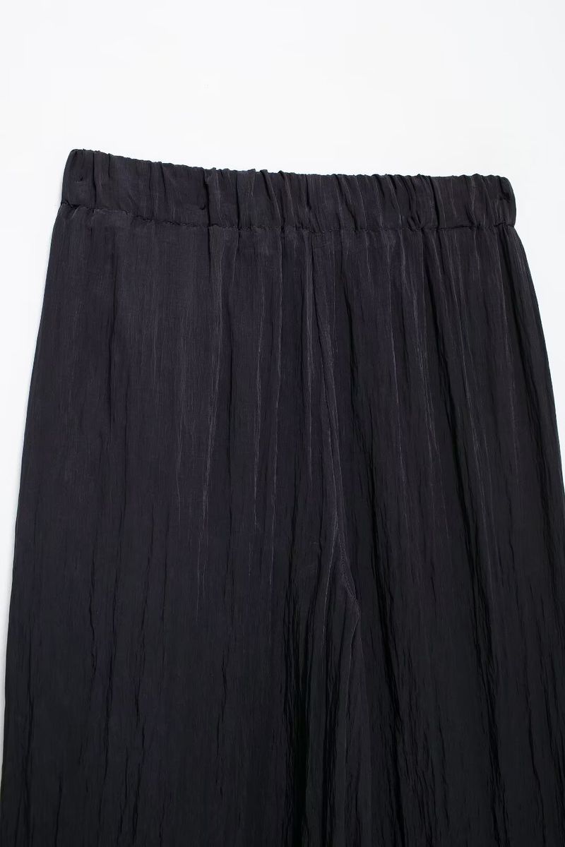 Dámské oblečení, letní novinka 2024, zmačkané sako s otevřeným límcem a širokými nohavicemi, kalhoty a návlek na sukni._voghion.com