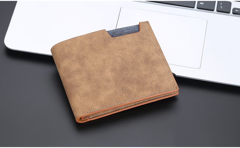 BAELLERRY Neue kurze Herrenbrieftasche mit mehreren Karten, offene Brieftasche aus mattiertem Leder, Jugendkartentasche für Männer_voghion.com