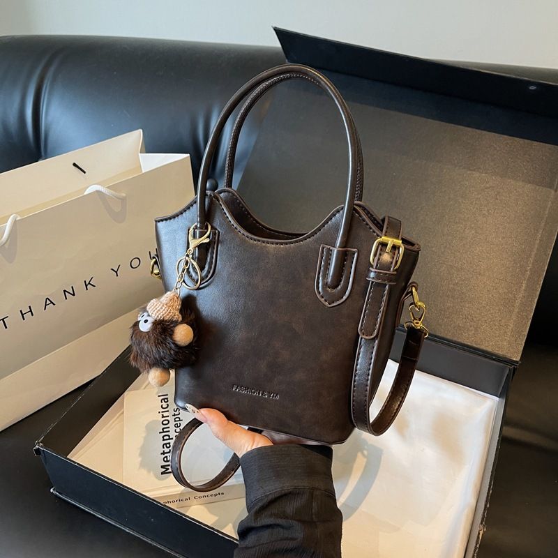 Borsa a tracolla alla moda da donna modello 2024, tinta unita, piccola borsa quadrata da portare a mano, borsa a secchiello con tracolla singola_voghion.com