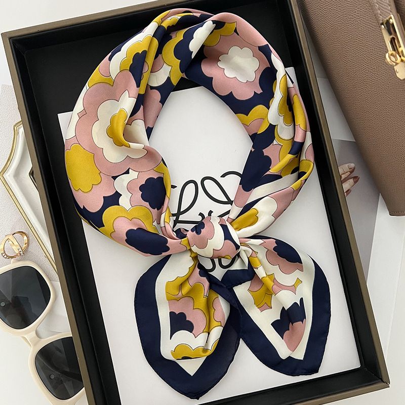 Sciarpa sottile con protezione solare, stile coreano, in seta, quadrata, con fiori di anacardi, 70x70cm_voghion.com