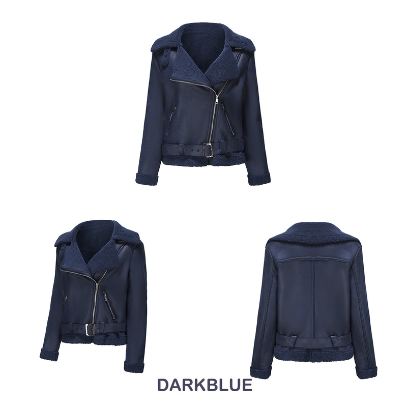 Damenbekleidung Herbst und Winter Pelz Integrierte warme Wildlederjacke Ledermantel Gürtel Reversmantel_voghion.com