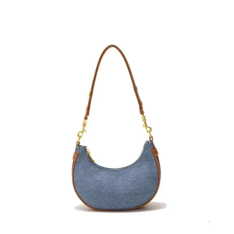 Mode Ral Print Dnim Half Moon Hobo Bag 2024 Summr Trnd Dsign Umhängetaschen für Frauen Fmal Commutr Handtasche_voghion.com