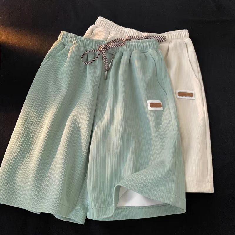 Men's Clothing New Style Ice Silk Casual Shorts Men's Summer Thin Loose 2024ins Drape Trend Embroidered Straight Shorts_voghion.com
