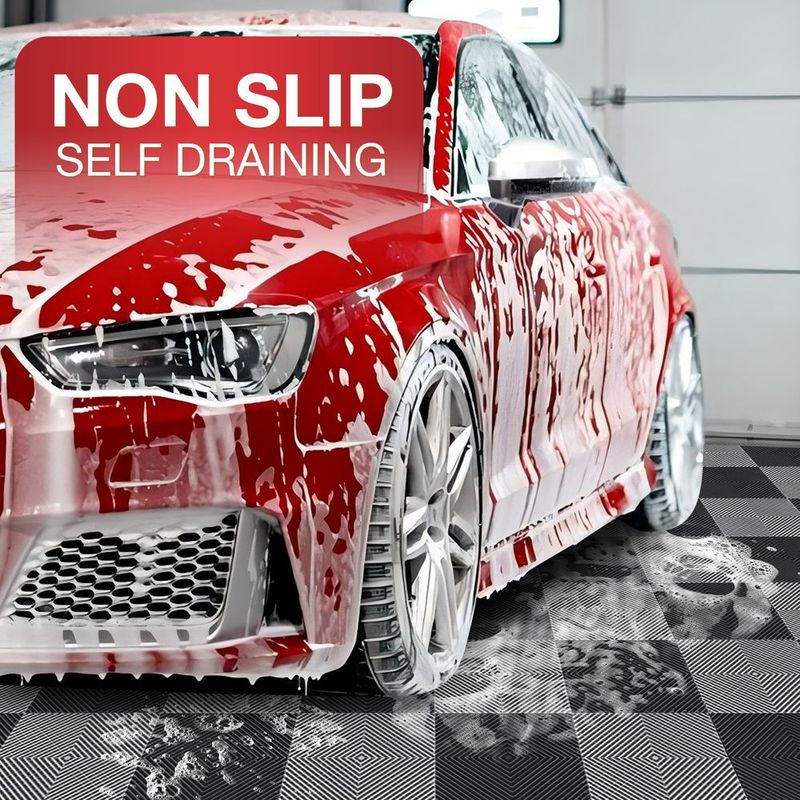 25PCS Garage Floor Covering Tiles, 15.7"x15.7"Non-Slip Double-Sided Texture Garage Flooring Tiles, For Garages, Basements, Repair Shops_voghion.com