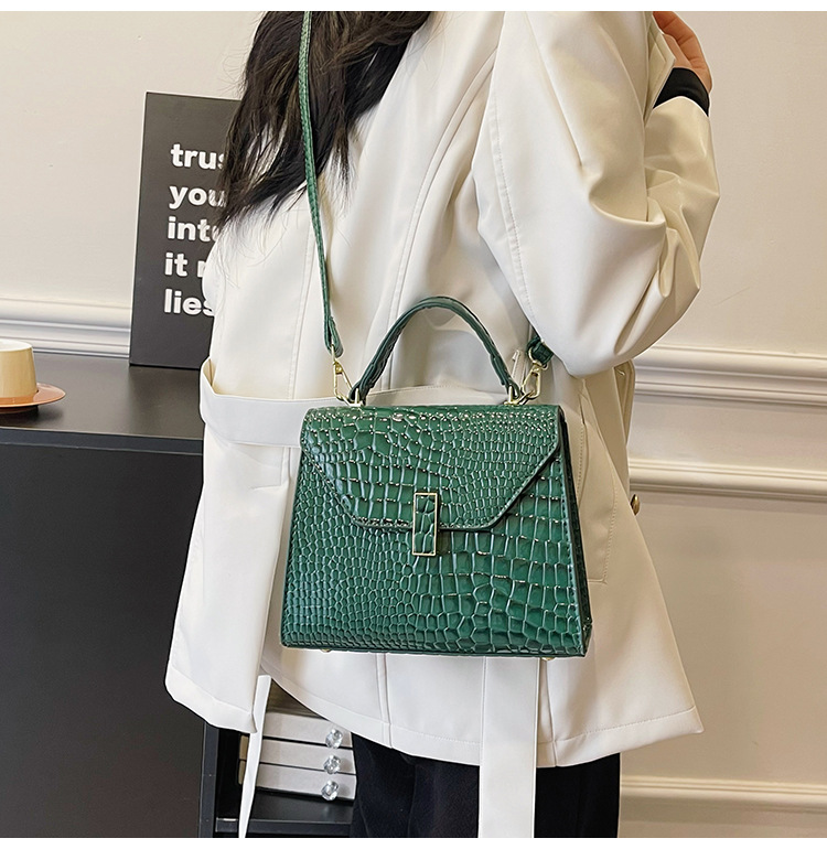Damentasche Retro-Mode-Atmosphäre kleine quadratische Tasche Tragetasche Damentasche Krokodilstruktur elegante Umhängetasche_voghion.com