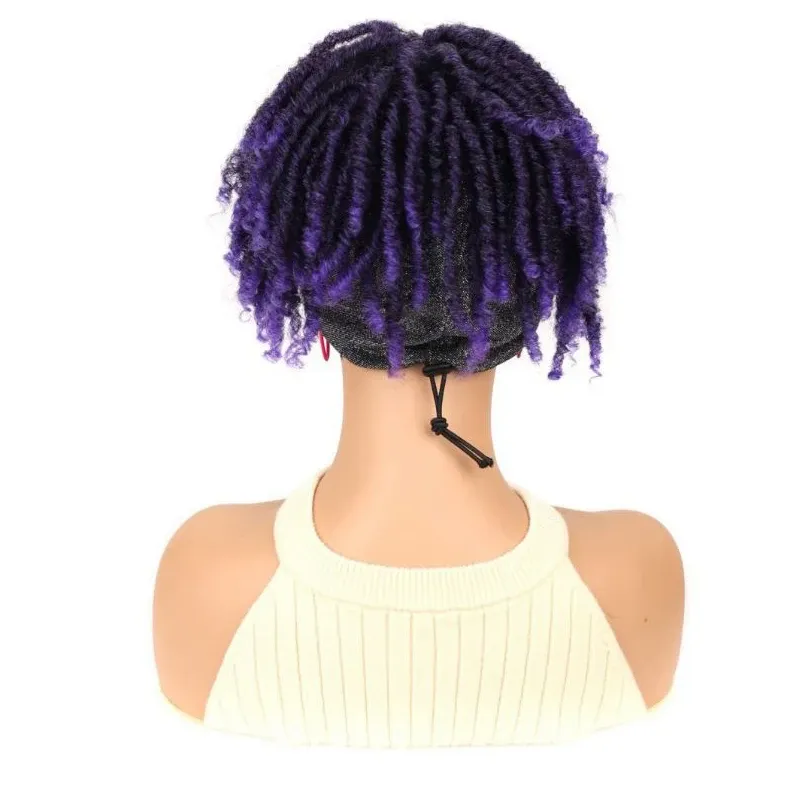 Ombre Sintético Nu Locs Trançando Cabelo Perucas Curto Dreadlock Encaracolado Headband Peruca Para Mulheres Deusa Macia Locs Headband Perucas_voghion.com