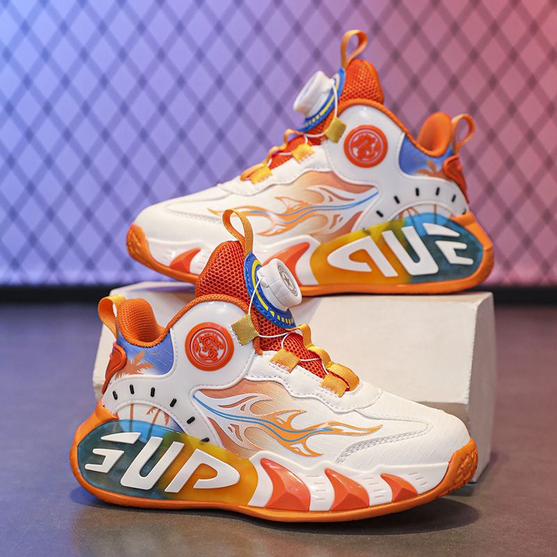 Children's Basketball Boys Spin Buckle Sports Friction Sound All-Season Mesh Breathable Lightweight Training Shoes Girls_voghion.com