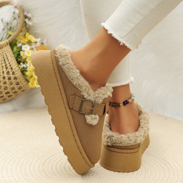 Women's Shoes Large Size Thick Soled Slippers For Women Winter New Retro Cotton Shoes Snow Boots For Women_voghion.com