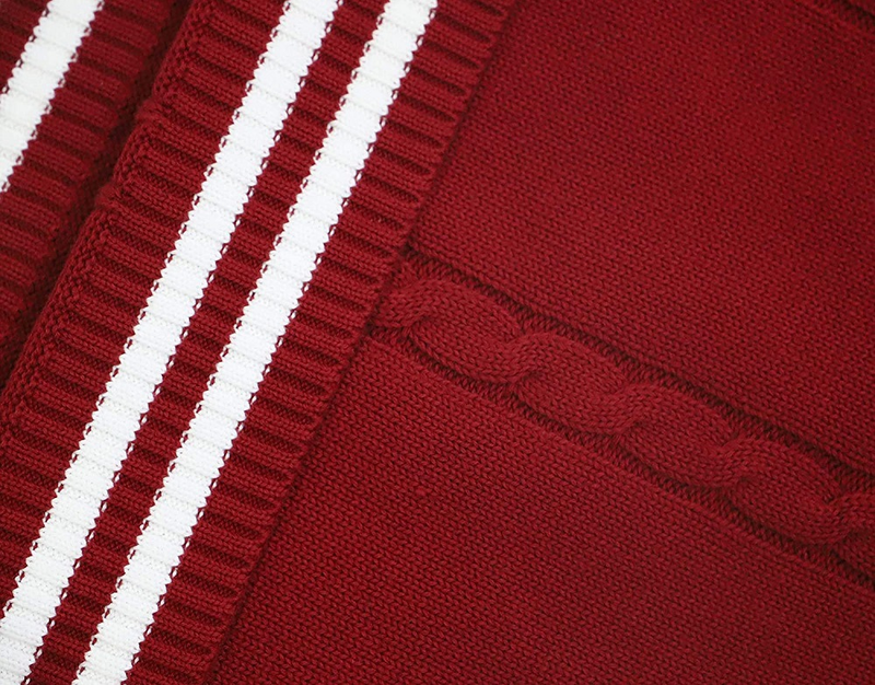 Herrenbekleidung Europäischer und amerikanischer Pullover Damenweste V-Ausschnitt Gestreiftes Spleißen Lässiger Strickwestenpullover_voghion.com