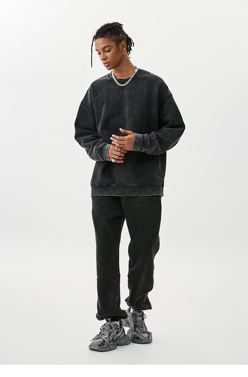 Unisex Heavyweight Fleece Tracksuit – Vintage Batik Print Hoodie & Jogger Set (S-XXL, 58% Polyester 42% Cotton)_voghion.com