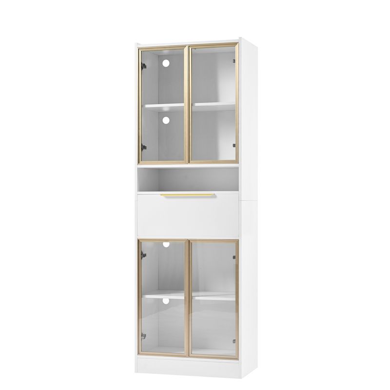 Hochschrank Weiß 60x180cm con 16 colores LED, Bluetooth, frente de cristal_voghion.com