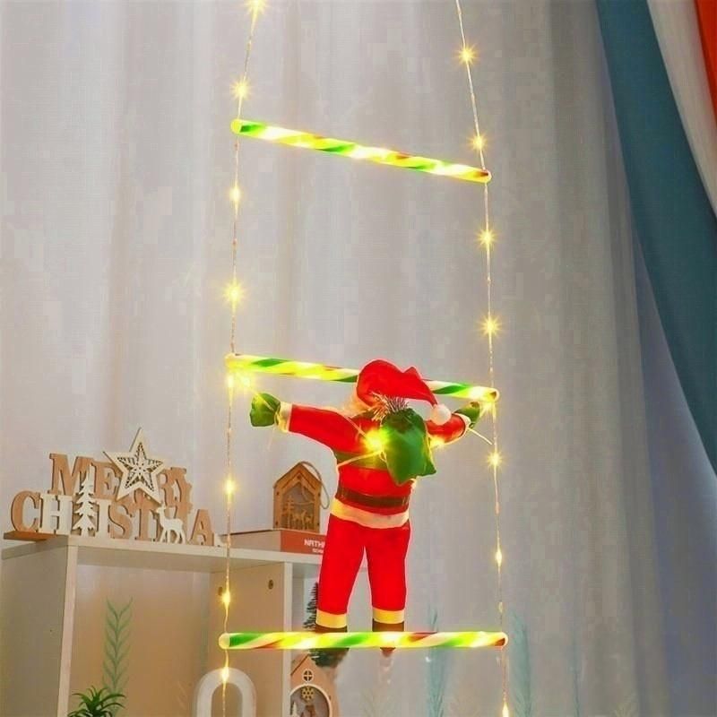 LED Santa Claus Climbing Decoration Waterproof Eaves Colorful New Ladder Christmas Atmosphere String Lights_voghion.com