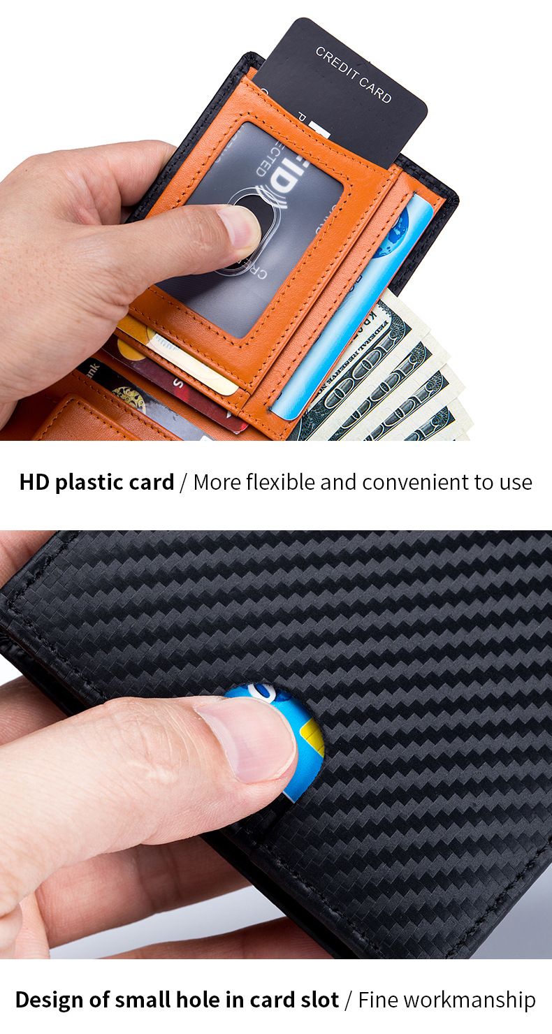 Men's Wallet Card Cases Genuine Leather Popular Men's Wallet New Style Carbon Fiber Wallet Rfid Ultra Thin Multifunctional Wallet_voghion.com