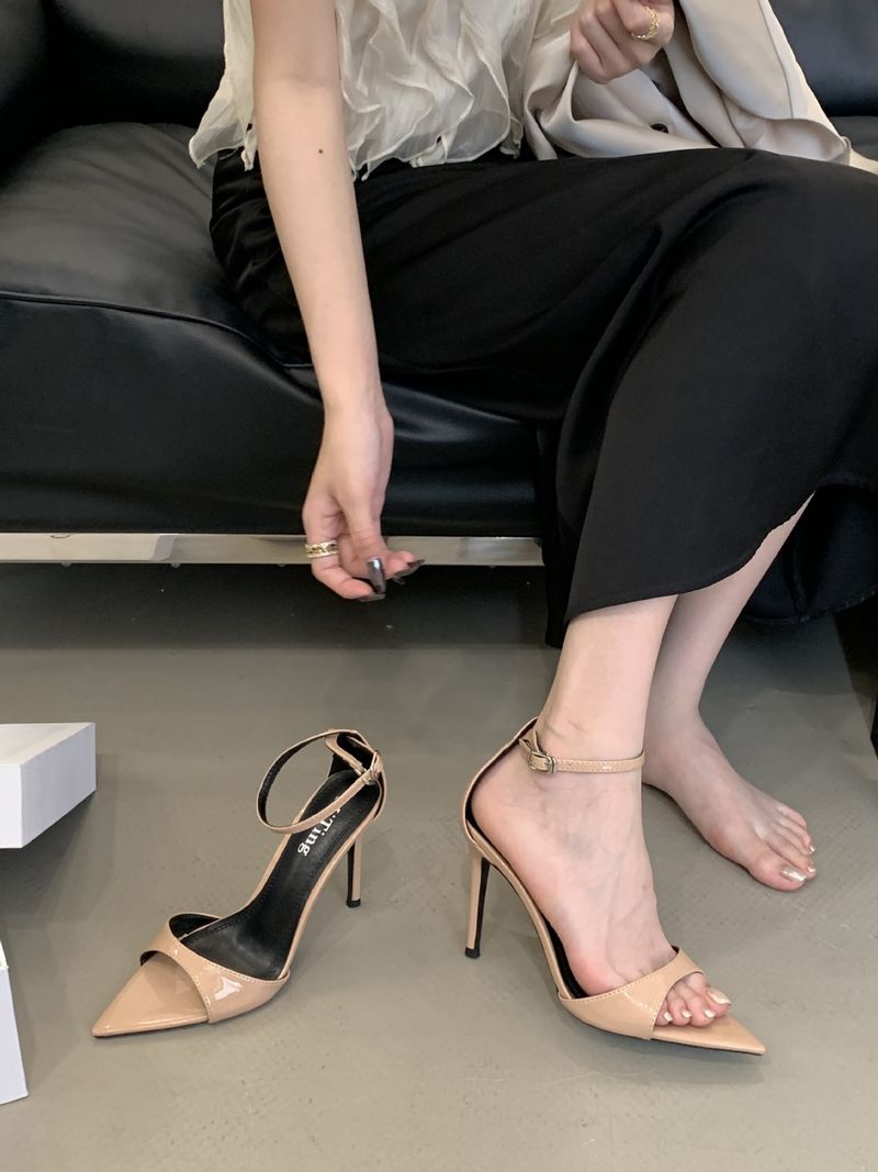 One Strap Fine High Heel 2025 Summer New Hundred Sexy Open Toe Outdoor Silver Heeled Sandals Fashion Exquisite Casual Hundred Wear Comfortable_voghion.com