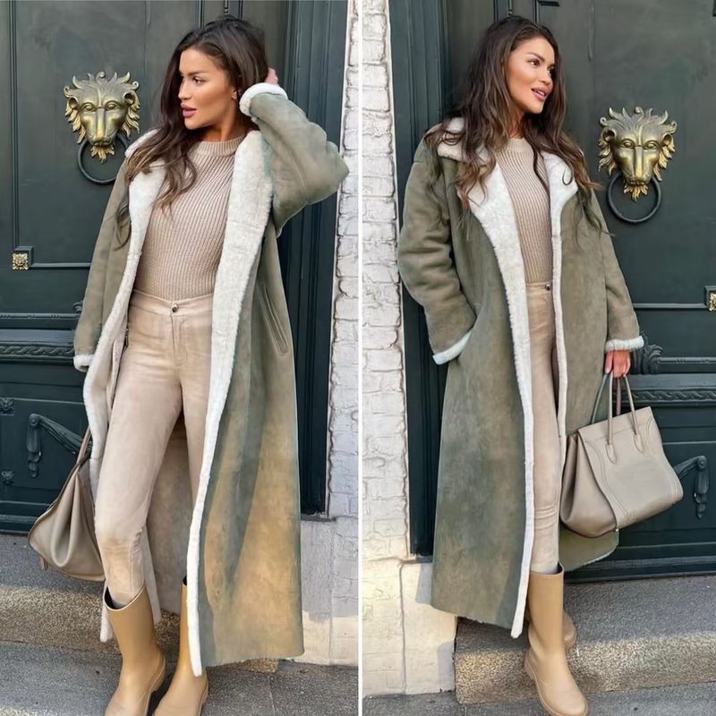 Langer Kunstpelzmantel für Damen mit abnehmbarem Kragen – warme Winterjacke mit Fleecefutter für den eleganten Arbeitsweg (Kamel, Braun, Weinrot, Grün, Schwarz)_voghion.com